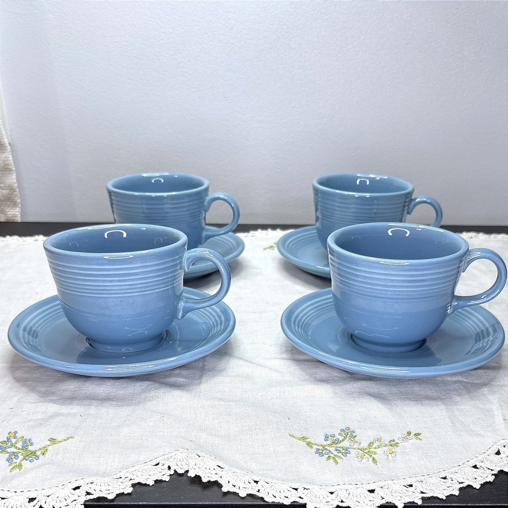 Homer Laughlin Fiesta Periwinkle Blue Cup and Saucer Set of 4